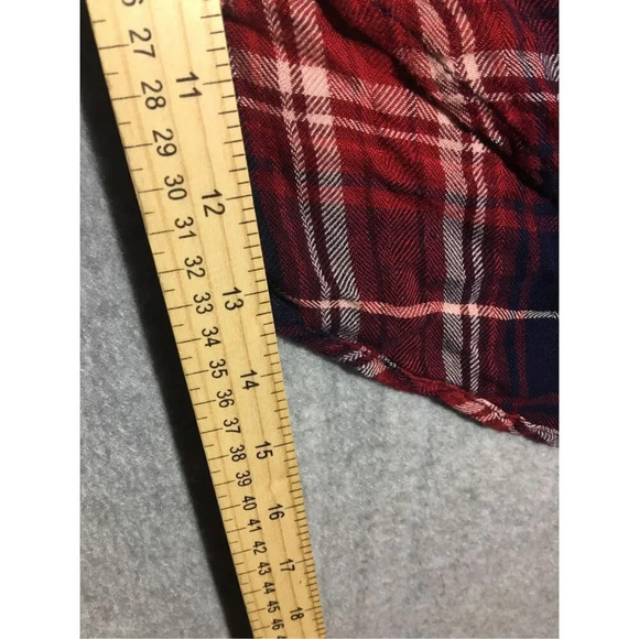 Womens Beachlunchlounge Button Up Shirt Red Plaid Casual Spring Transitional - Picture 5 of 5